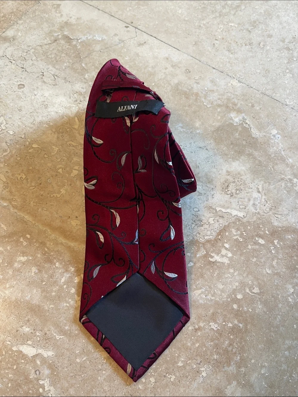 Alfani Men's Wine Red Floral Silk-Blend Tie